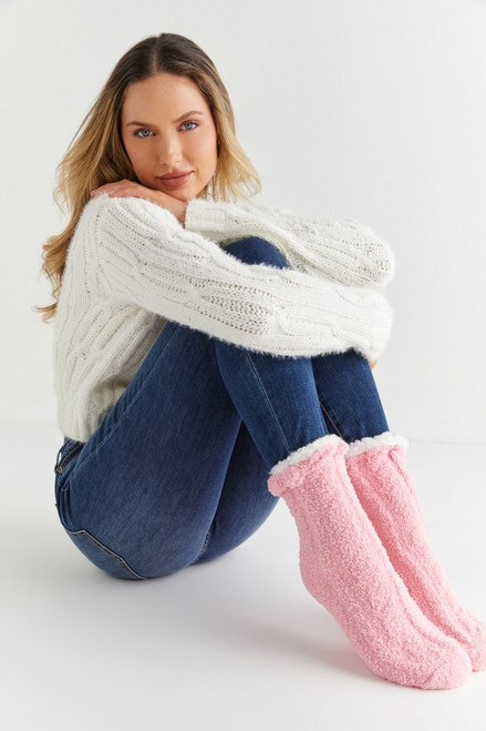 Clio Cable Knit Slipper Socks