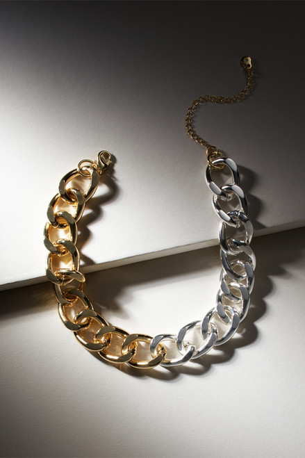 Luxe Two Toned Metal Chain Necklace