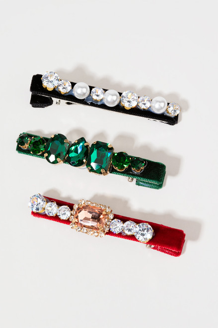 Porsha Multi Jeweled Barrette Clip Set