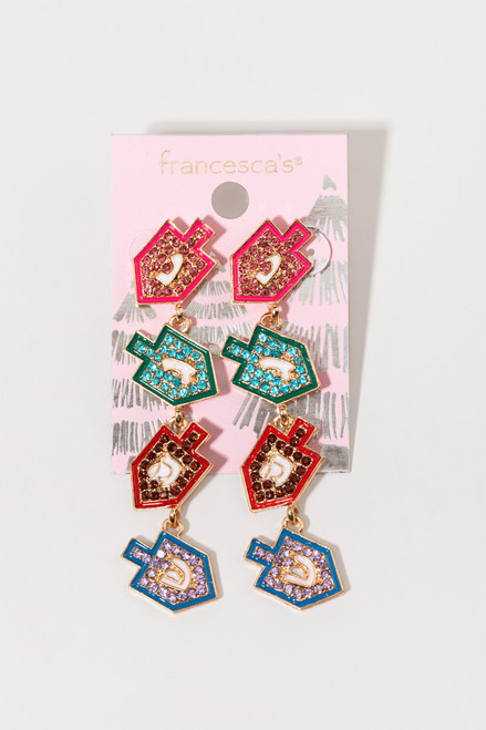 Kathy Linear Pave Dreidel Earrings