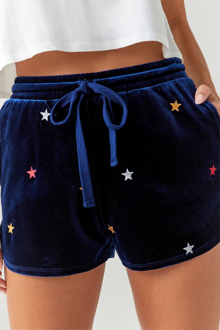 Janna Velvet Star Embroidered Shorts