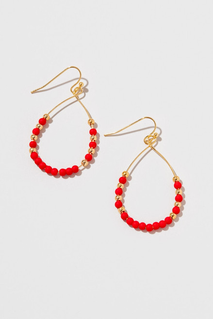 Annette Gold and Red Bead Hoops