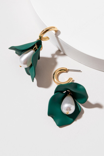 Jewel Green Petal Earrings