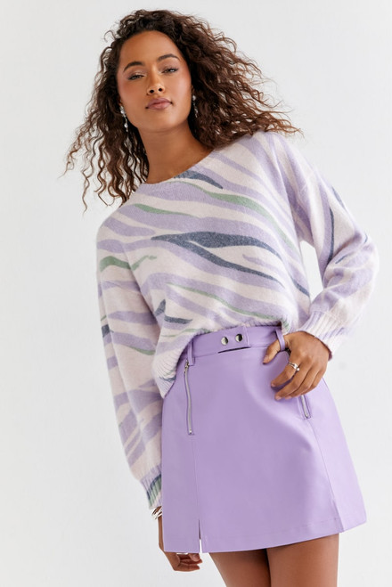 Marianna Double Zip Lavender Mini Skirt