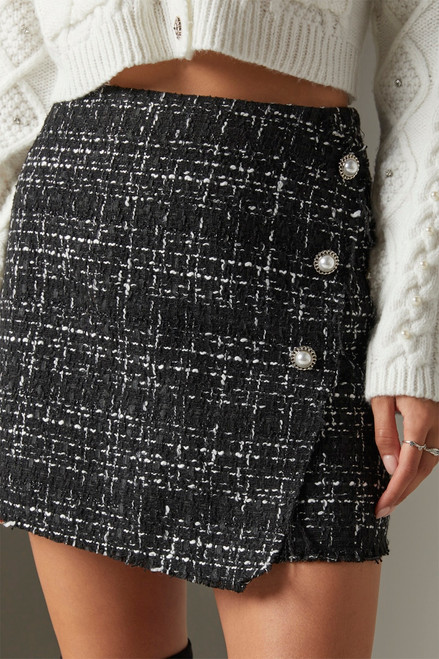 Meg Black Tweed Mini Skirt