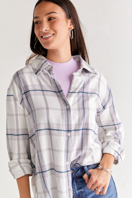 Alex Frayed Hem Plaid Shirt