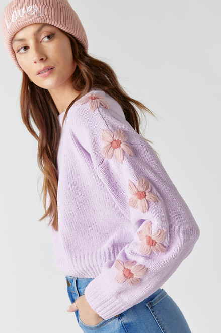 Joelle Embroidered Flower Pullover