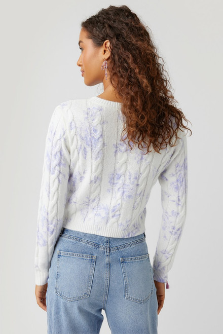 Katlyn Cable Pattern Floral Pullover