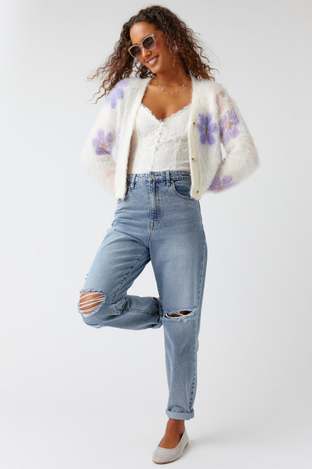 Roseline Fuzzy Floral Cardigan