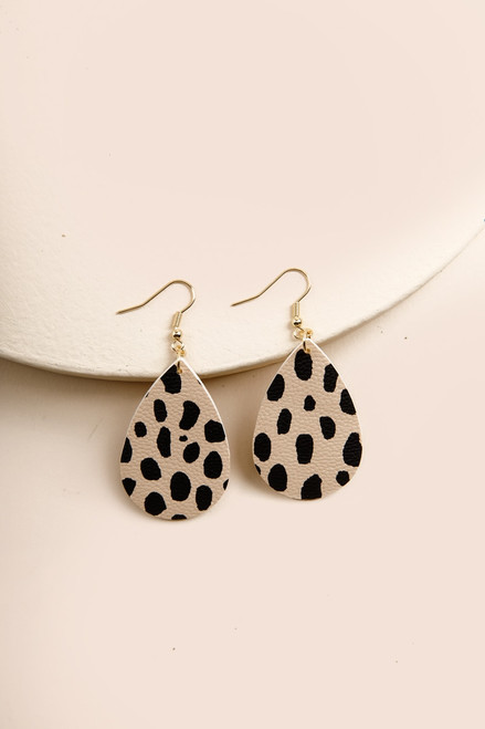 Lexi Leather Animal Print Drop Earrings