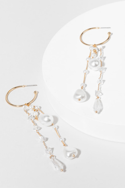 Jolene Linear Pearl Charms Earrings