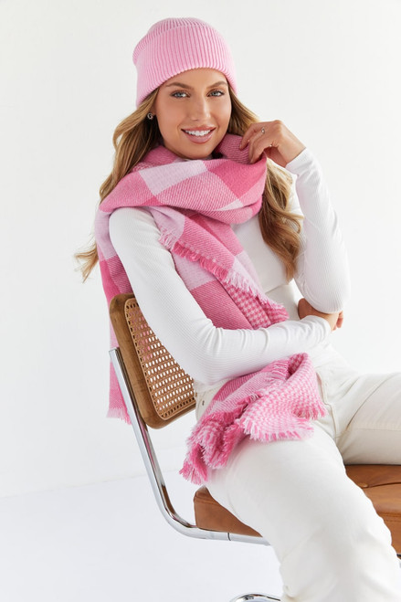 Anabella Pink Plaid Scarf