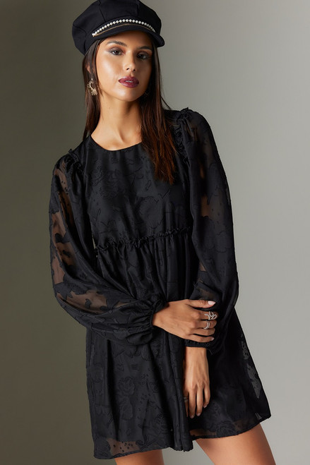 Mabelle Jacquard Long Sleeve Swing Dress