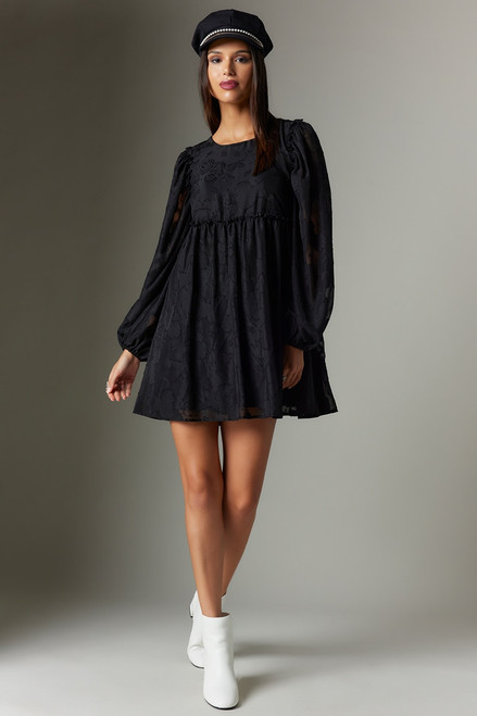 Mabelle Jacquard Long Sleeve Swing Dress