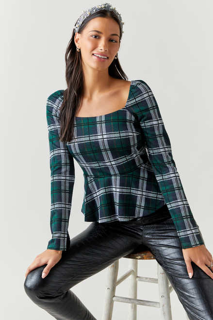 Alva Plaid Peplum Top