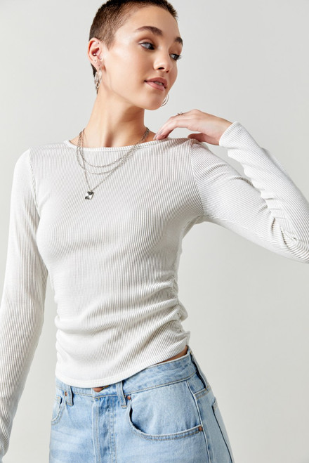 Gianna Rouched Side Rib Knit Top