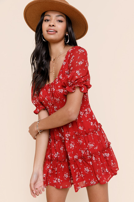 Wynn Button Front Floral Mini Dress