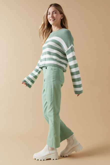 Kattie Crewneck Striped Ribbed Pullover