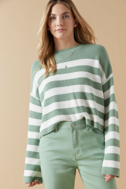 Kattie Crewneck Striped Ribbed Pullover