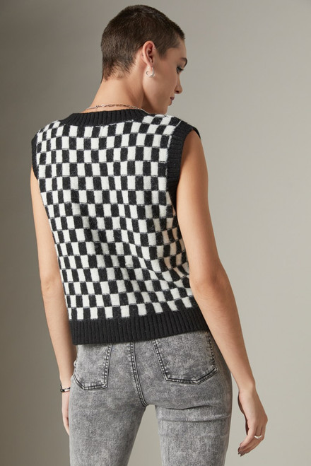 Aubriana V Neck Checker Vest