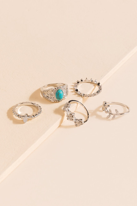 Madeline Turquoise Leaf Ring Set