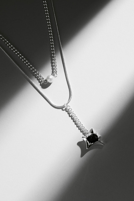 Luxe Silver Plated Layered Melting Pendant Necklace