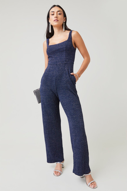 Elena Square Neck Glitter Knit Jumpsuit