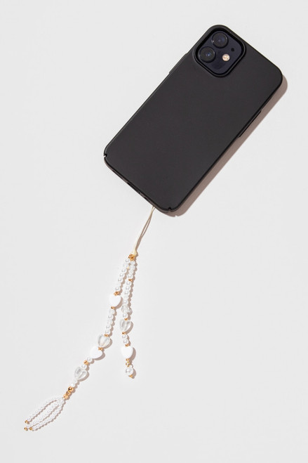Hearts And Pearls Beaded Phone Charm