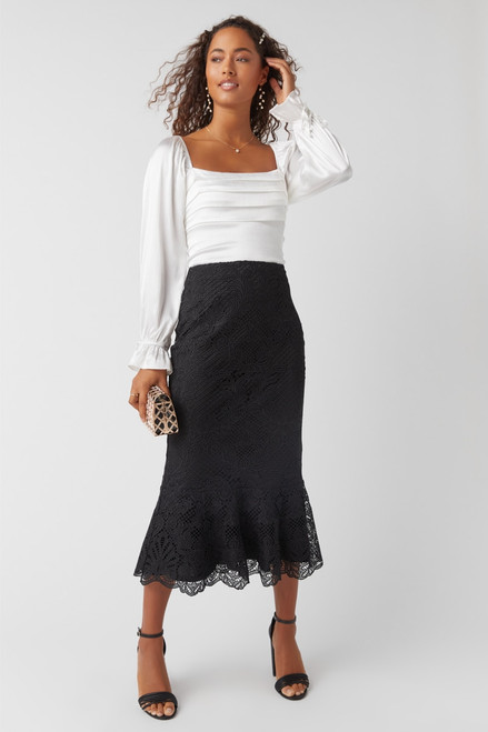Tamara Black Laced Midi Skirt