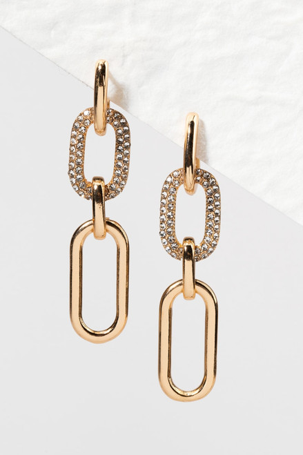 Dolores Golden Pave Interlock Chain Earrings