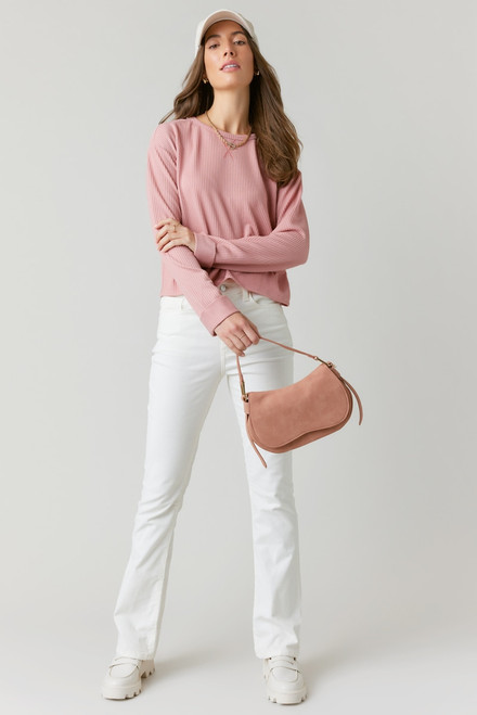 Carolina Boxy Rib Knit Long Sleeve Top