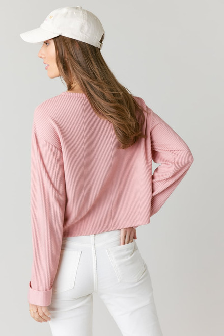 Carolina Boxy Rib Knit Long Sleeve Top