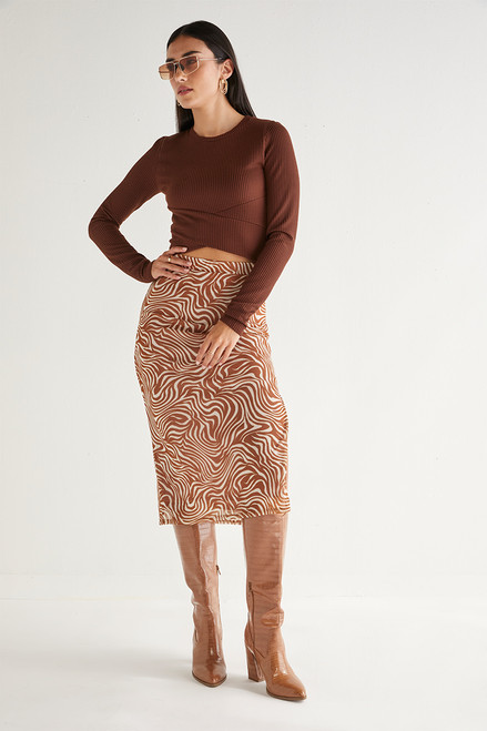 Robbie Animal Mesh Midi Skirt