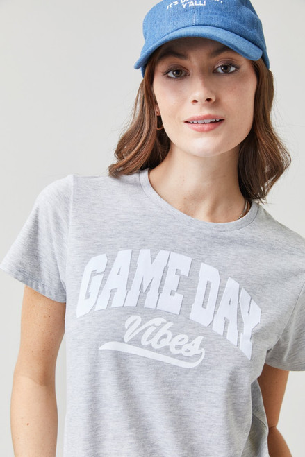 Game Day Vibes White Gray Tee