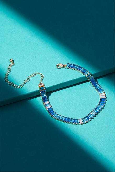 Luxe Gold Plated Blue Baguette Bracelet