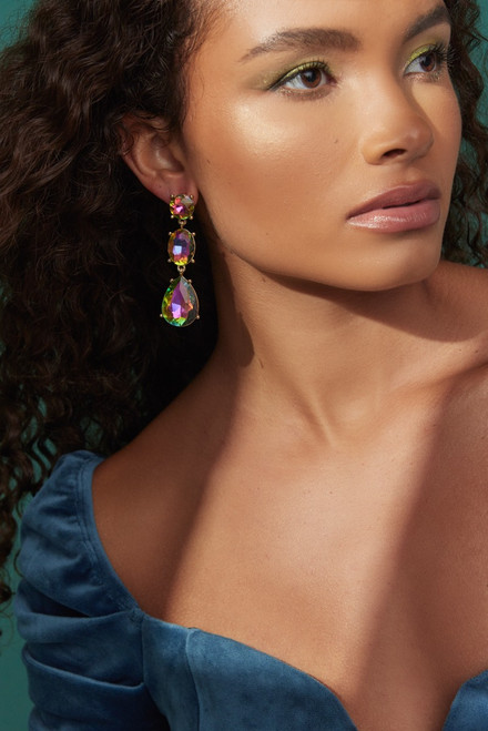 Luxe 14K Gold Plated Iridescent Chandelier Earrings