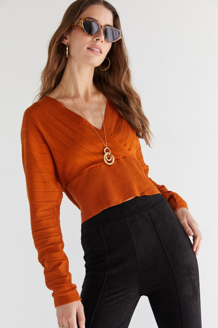 Bianca Ribbed Dolman Wrapped Pullover