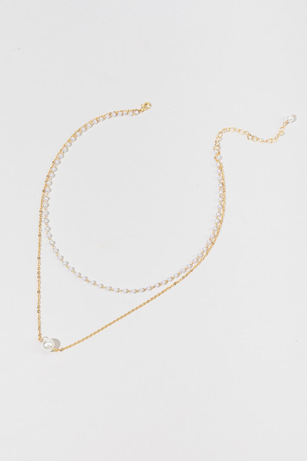 Lainey Layered Pearl Station Necklace