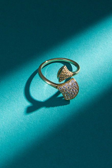 Luxe 14K Gold Dipped Ginkgo Leaf Adjustable Ring