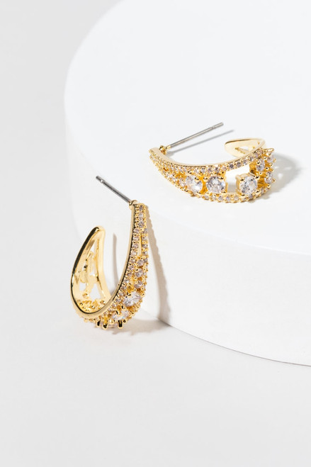 Juliette Crystal Golden Hoop Earrings