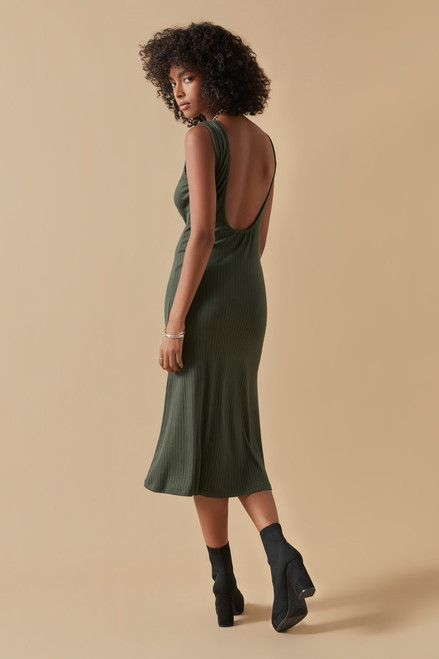 Erica Scoop Neck Rib Knit Midi Dress