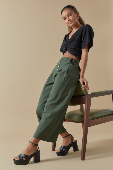 Corrine Button Linen Pants