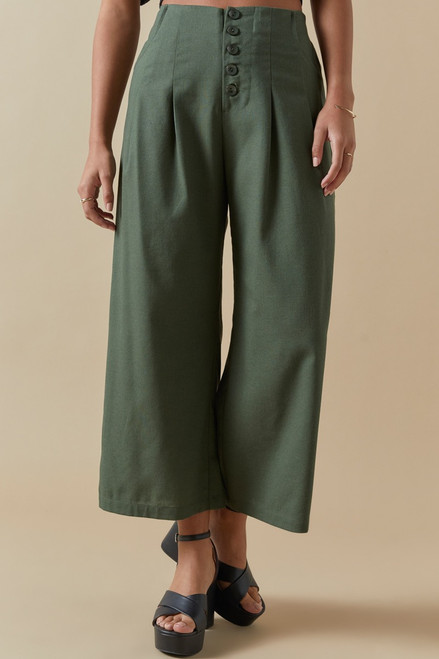 Corrine Button Linen Pants