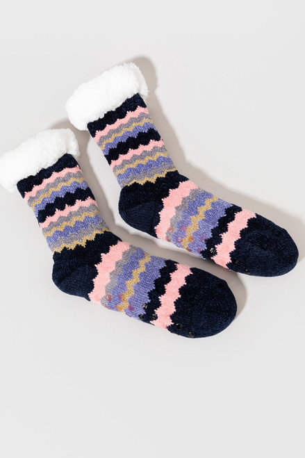 Angie Chevron Chenille Slipper Socks