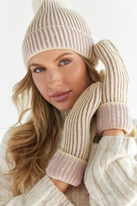 Lilly Striped Flip Top Gloves