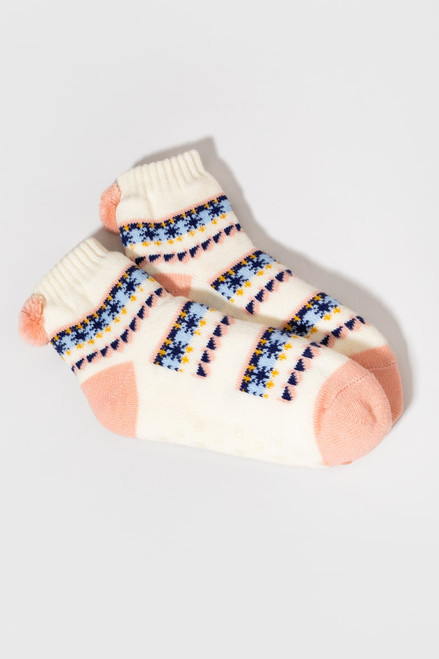 Ellen Fair Isle Neutral Slipper Socks