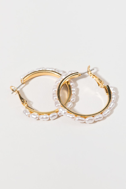 Gena Pearl And Gold Hoop Earrings
