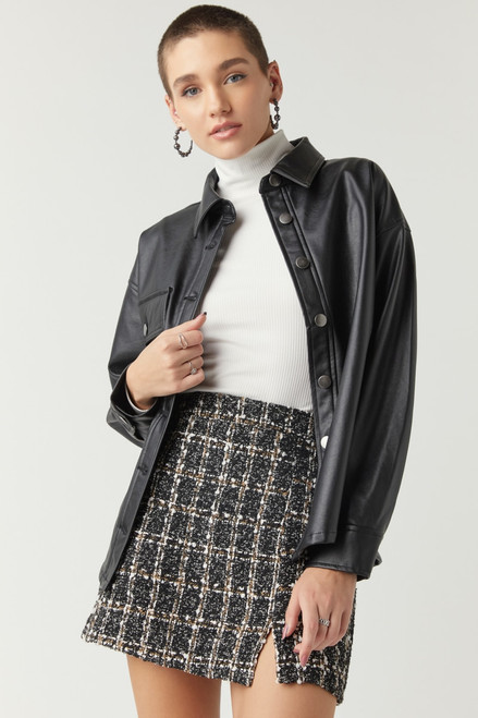 Marisa Button Down Vegan Leather Jacket