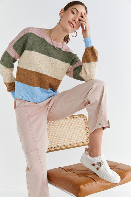 Adele Multi Stripe Teddy Pullover