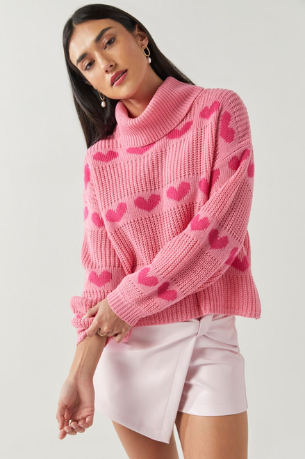 Silvia Hearts Turtleneck Sweater